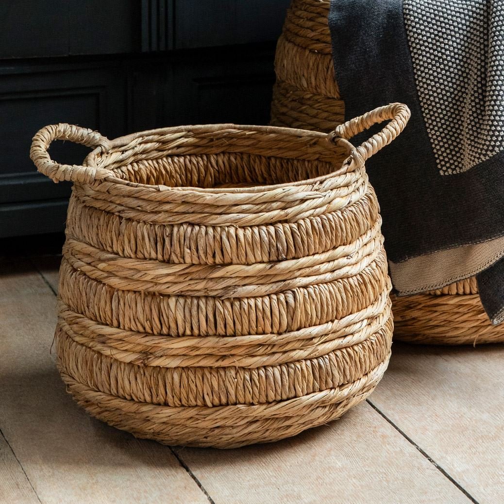 Small Round Woven Storage Basket - Bilberry