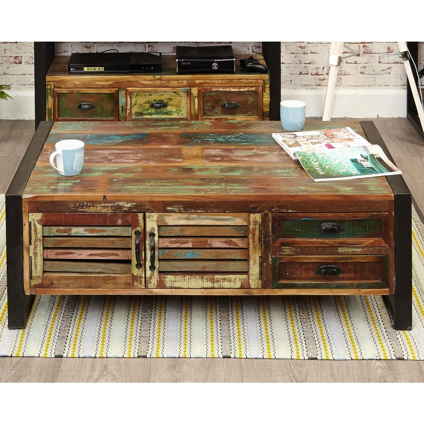 4 Door 4 Drawer Large Coffee Table - Urban Chic - Image 2