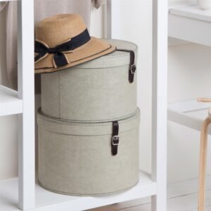 Set Of 2 Hat Boxes With Leather Strap - Rut