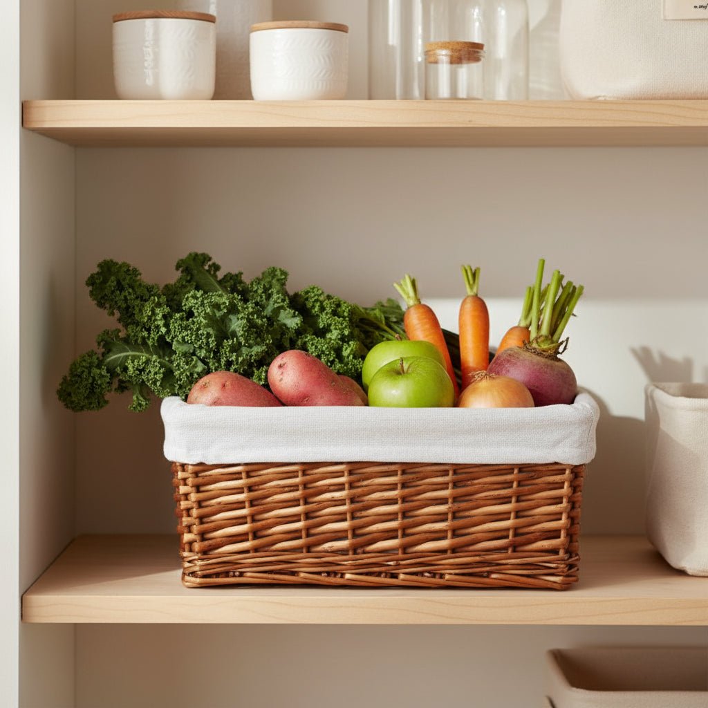 Lined Steamed Willow Storage Basket - Image 2