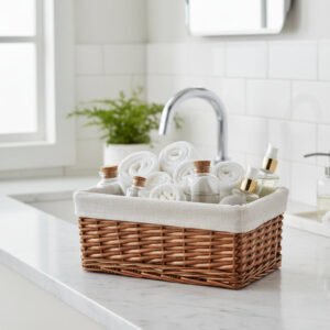 Lined Steamed Willow Storage Basket