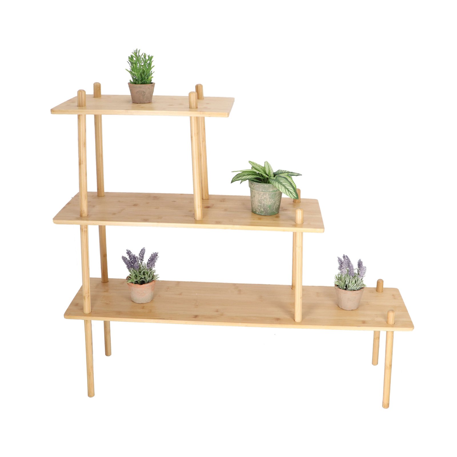 Natural Bamboo Shelving Unit ?C 3-Tier Display Rack - Image 4