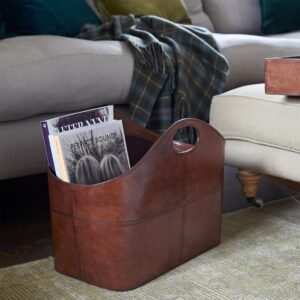 Leather Storage Basket - Curved