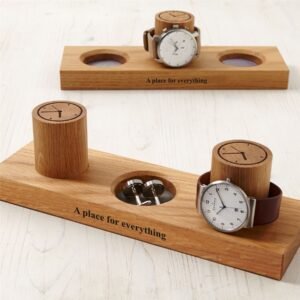 Solid Oak Watch Stand & Cufflink Tray