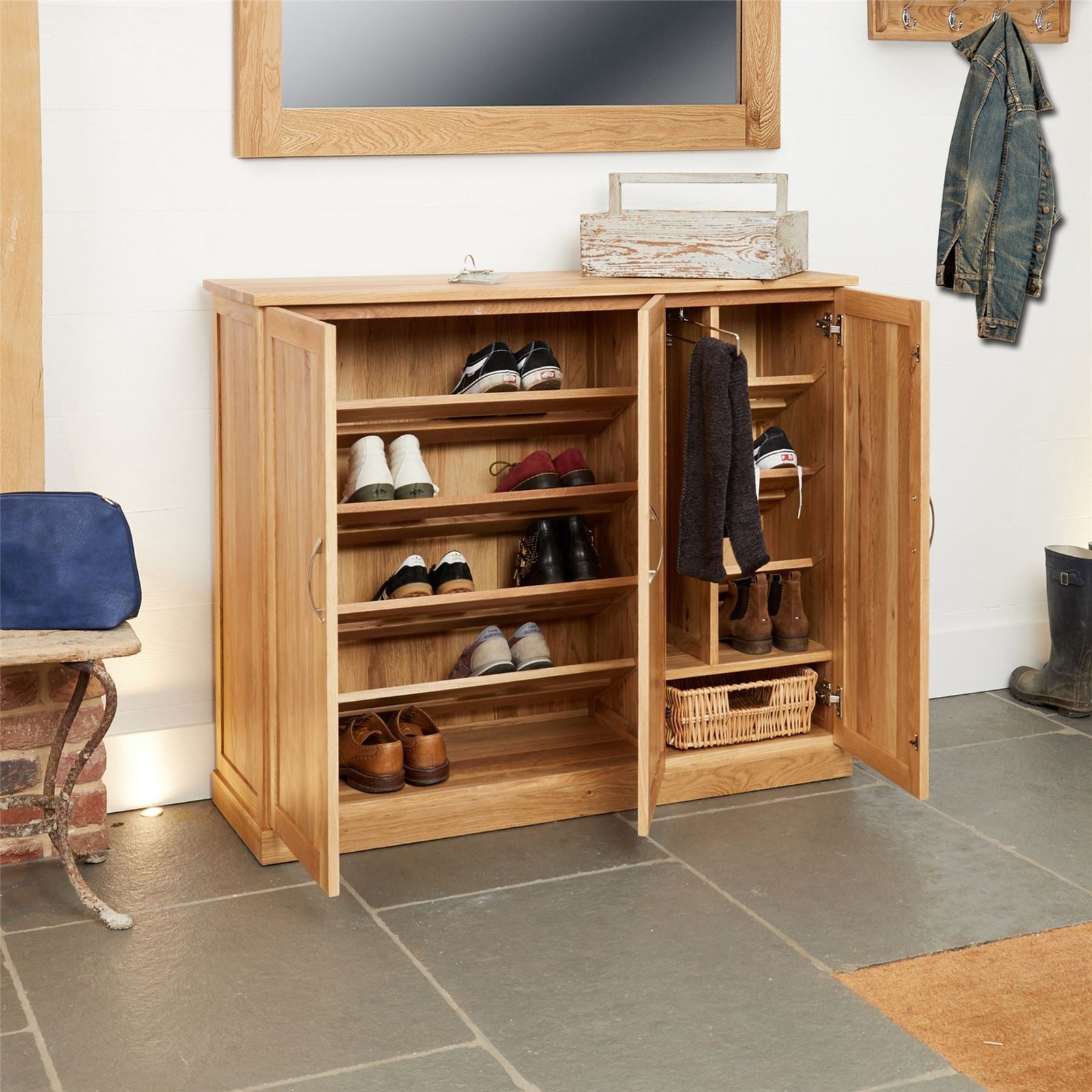 Mobel Solid Oak XL Shoe Cupboard