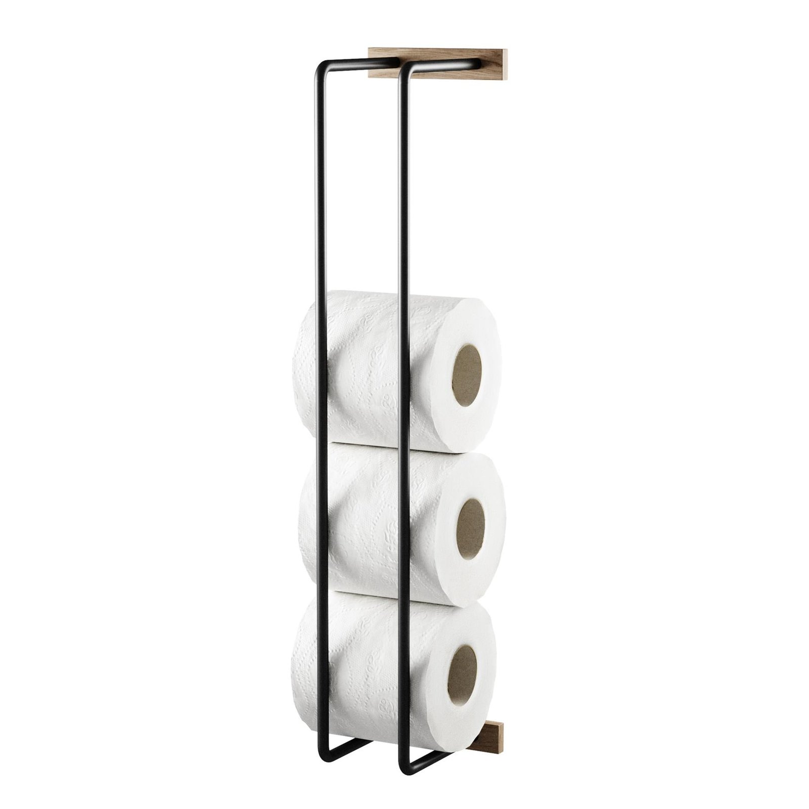 Spare Toilet Roll Holder - Oiled Oak And Metal - Image 3