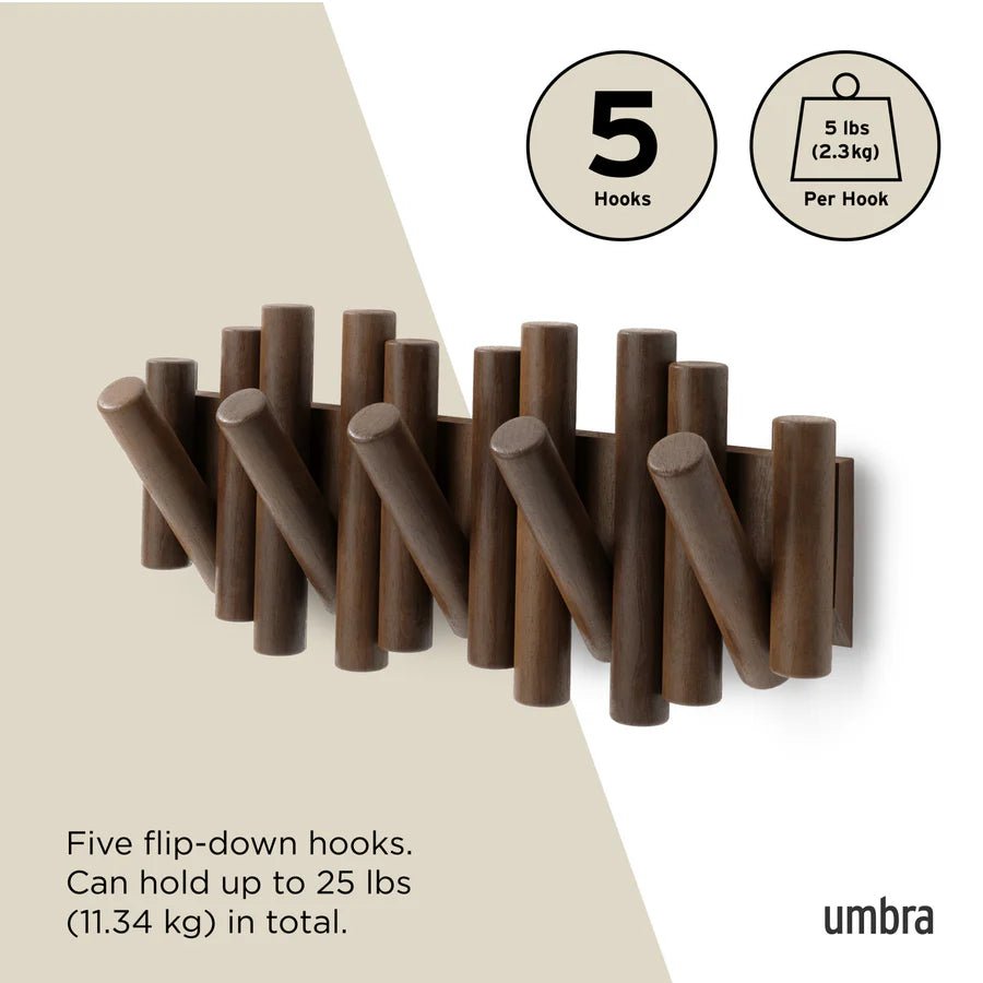 Picket Coat Hook Walnut Finish - Image 7