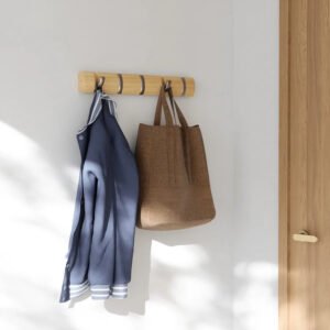 Flip 5 Coat Hook- Natural Light Wood & Nickel