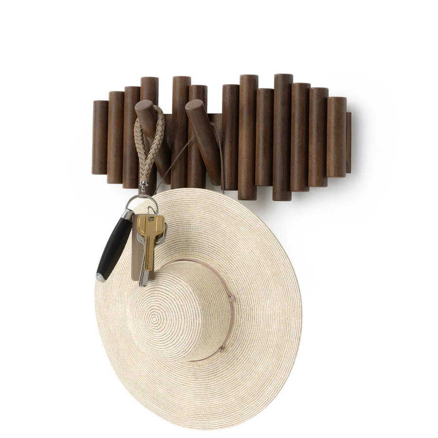Picket Coat Hook Walnut Finish - Image 5