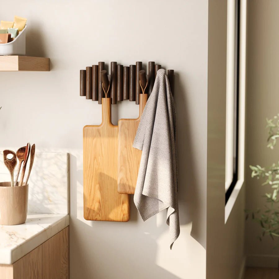 Picket Coat Hook Walnut Finish - Image 4