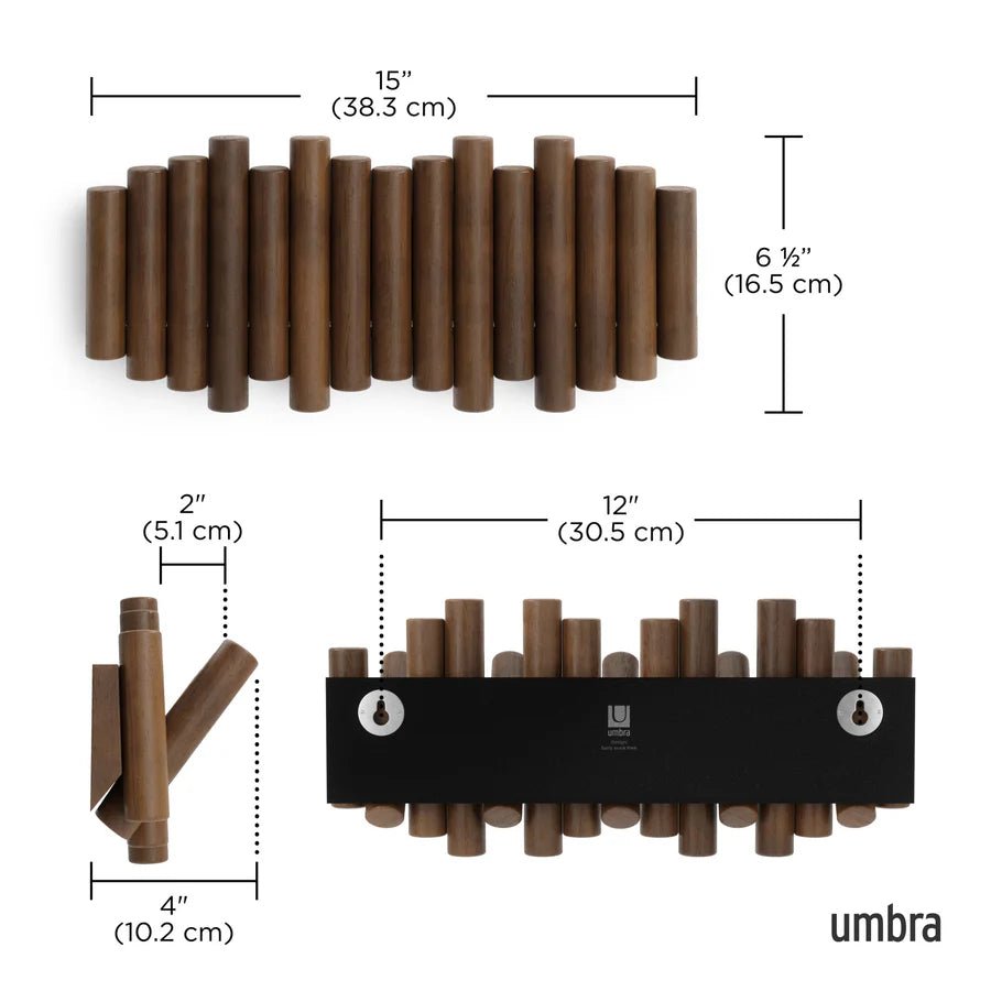 Picket Coat Hook Walnut Finish - Image 8