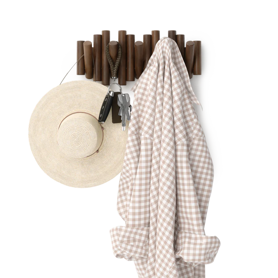 Picket Coat Hook Walnut Finish - Image 6