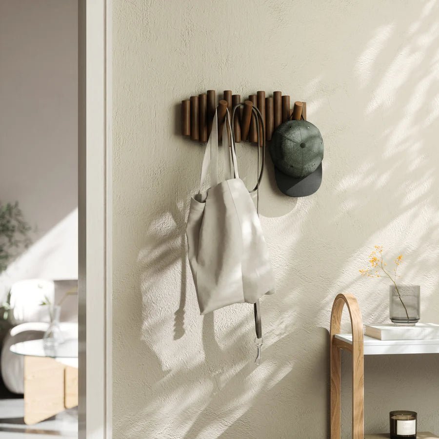 Picket Coat Hook Walnut Finish