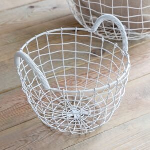 Small Wirework Storage Basket Lily White