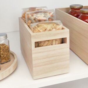 Wooden Pantry Storage Bin With Handle- Tall Rectangular