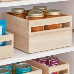 Wooden Pantry Storage Bin With Handle- Tall Square