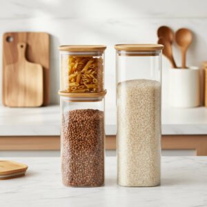 Set Of 3 Glass Storage Canisters