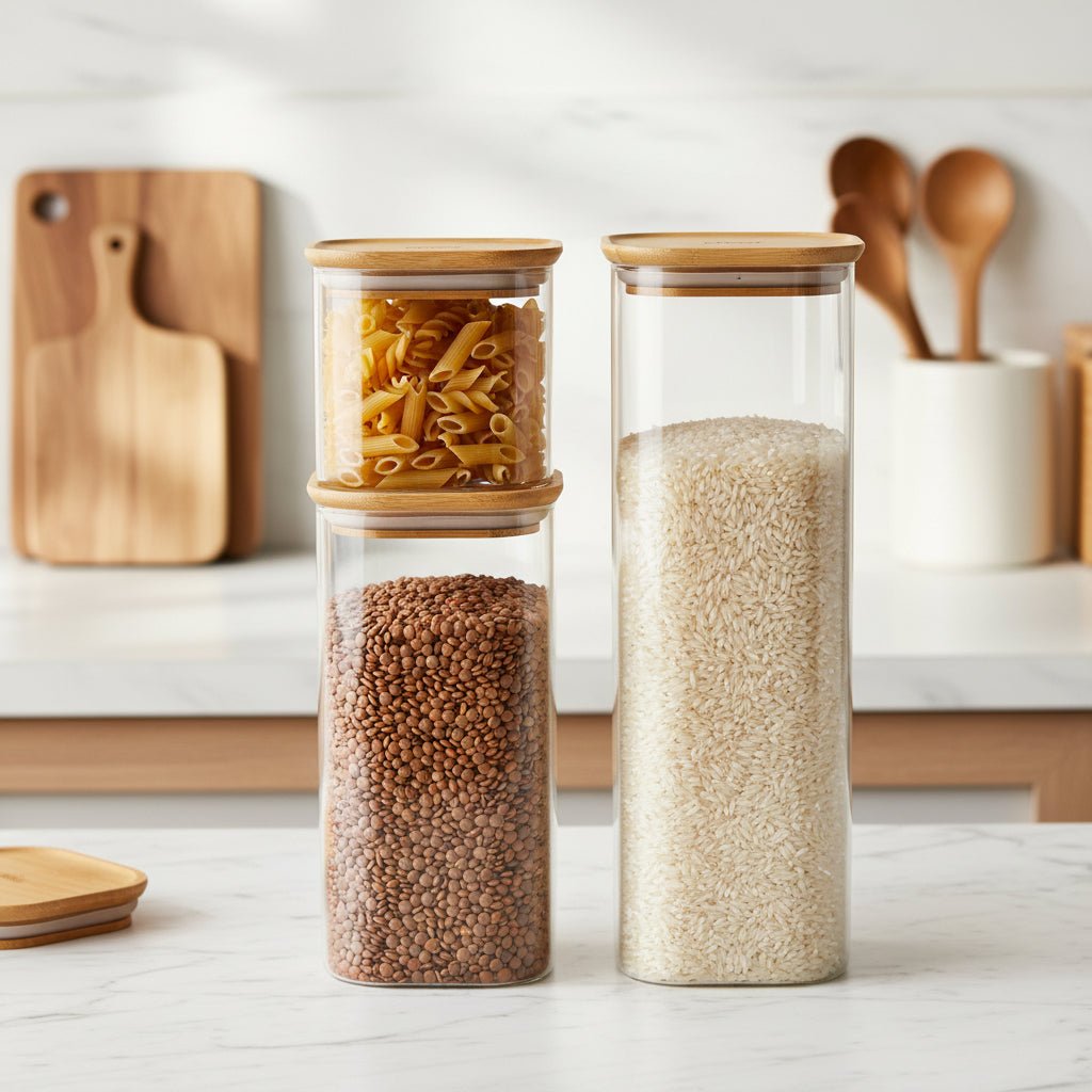 Set Of 3 Glass Storage Canisters