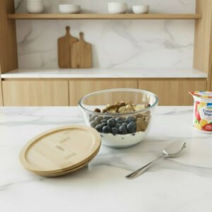 Glass Bowl With Bamboo Lid 770ml