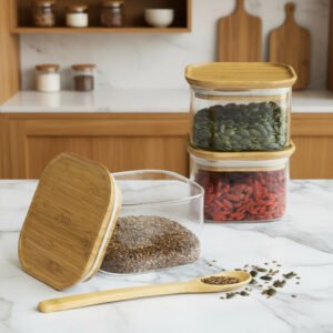 3 X Glass Storage Canisters 500ml