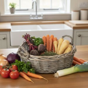 Round Willow Display Tray With Plastic Lining