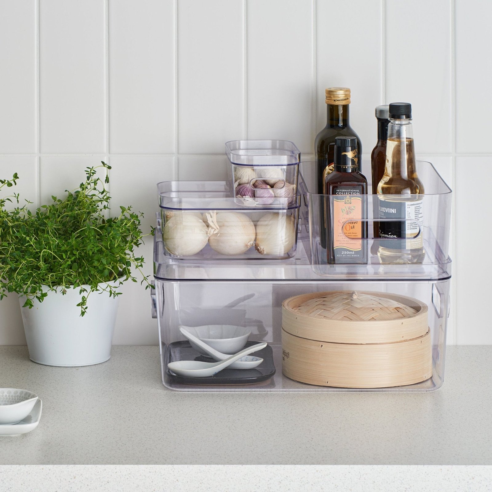 Medium Clear Stacking Lidded Fridge Storage Box - Image 5