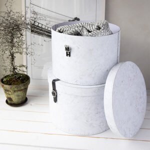 Set Of 2 Hat Boxes Marble Effect