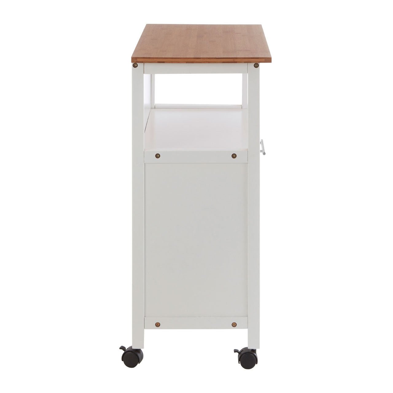 1 Drawer Kitchen Trolley White Bamboo - Image 5