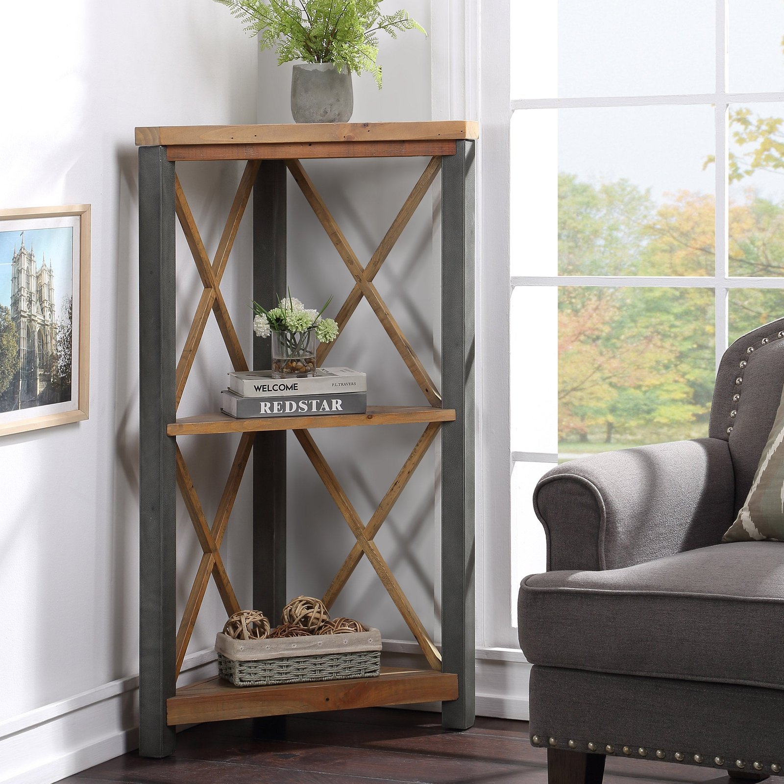 Corner Bookcase Small Urban Elegance