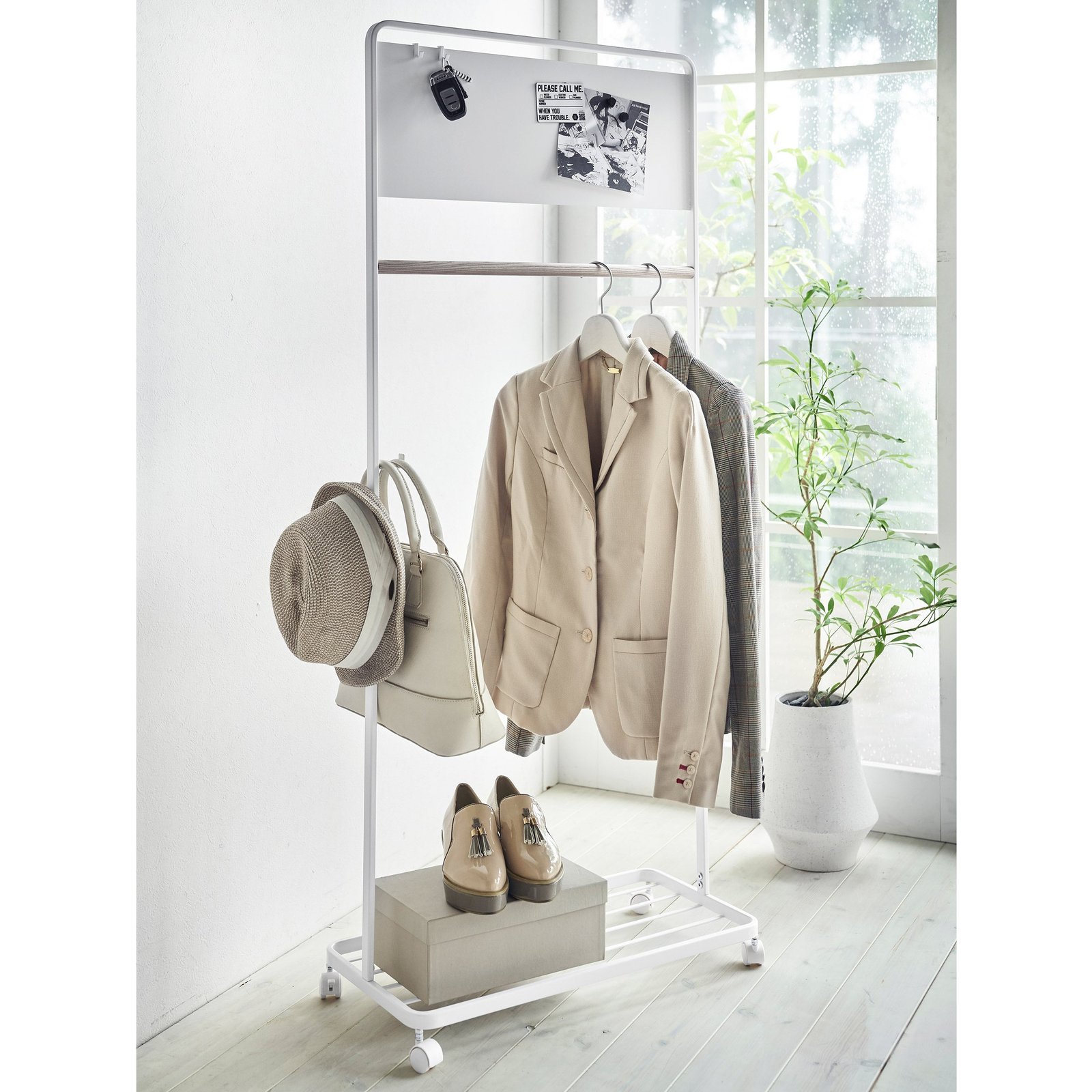 Portable Clothes Rail with Shelf and Panel - Image 6