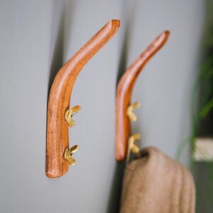 Wood And Brass Coat Hook