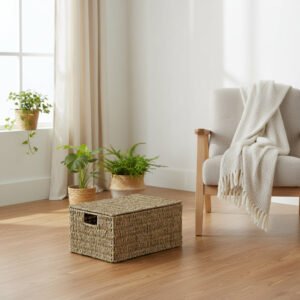 Lidded Seagrass Hamper Large