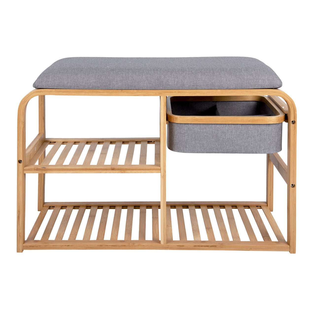 Bamboo Bench With Shelves And Drawer - Image 5
